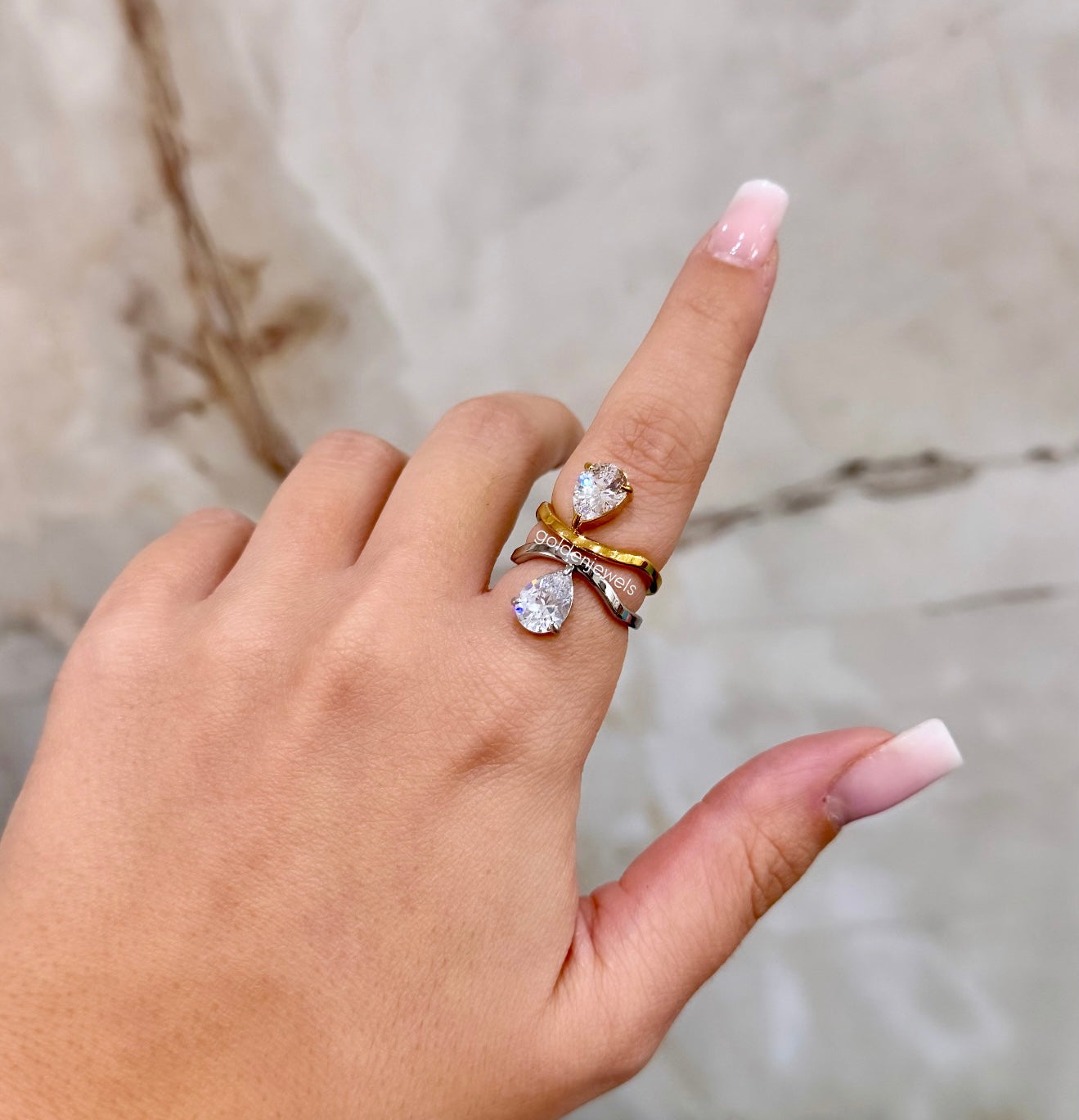 Anello Goccia zirc - Golden Jewels