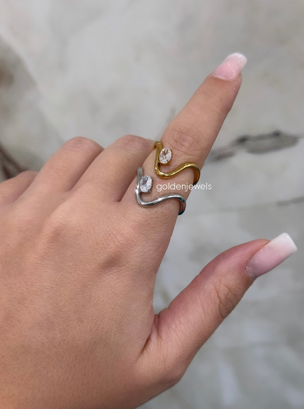 Anello Onda zirc - Golden Jewels