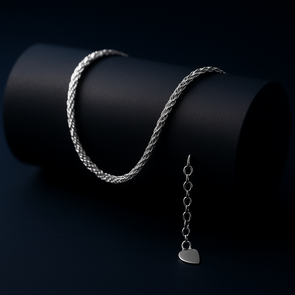 Silver Twist Heart, Collana Intrecciata con Charm